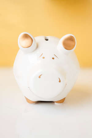 White and Gold Piggy Bankの写真素材