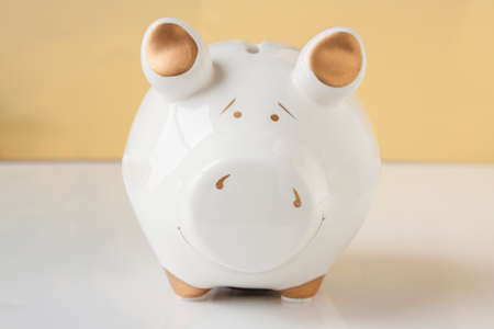 White and Gold Piggy Bankの写真素材