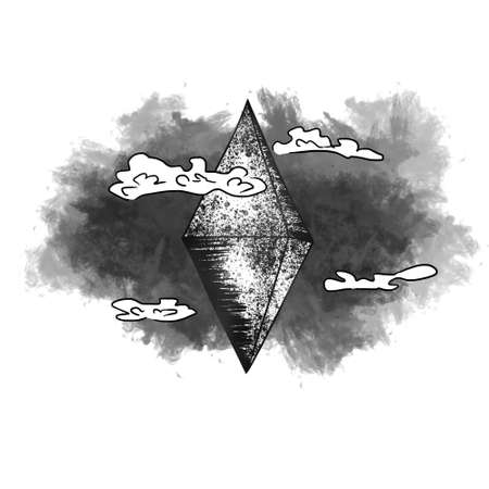 fantastic black crystal in the skyの写真素材