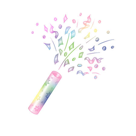 multicolored firecracker shoots multicolored sequinsの写真素材