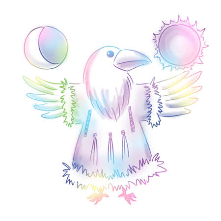 The raven Kutha saves the sun and the moonの写真素材