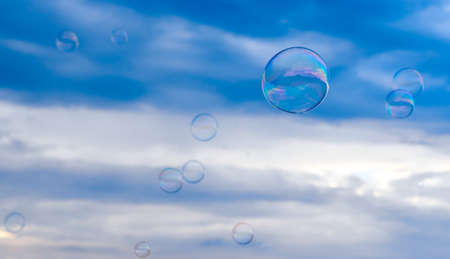 a lot of soap bubbles against the background of the patchy sn to