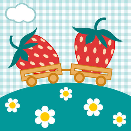 Strawberry is in trailersのイラスト素材