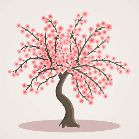 tree blooms pink flowersのイラスト素材