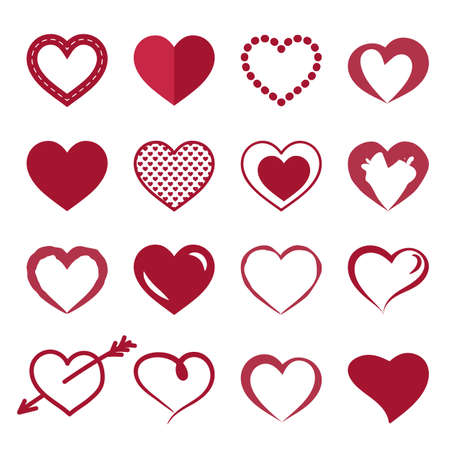 Set of icons of red hearts. Vector illustration.のイラスト素材