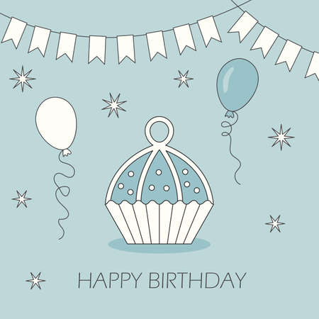 Cake on a postcard. Flat style. Vector illustration.のイラスト素材