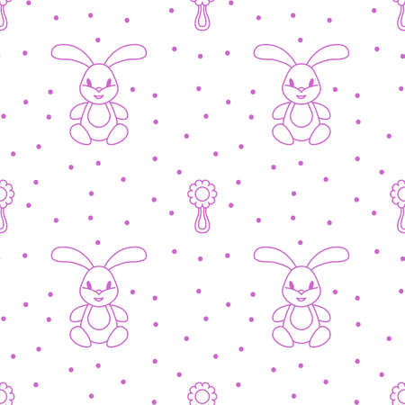 Seamless pattern children. Toys. Hare. Minimalism. Vector illustration.のイラスト素材