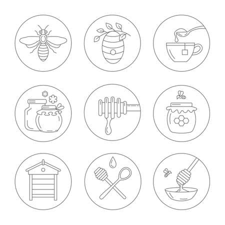 Set of linear icons honey. Vector illustration.のイラスト素材