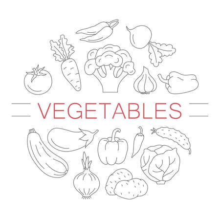 A circle of vegetables. Cooking and healthy eating. For a flyer or a print.のイラスト素材