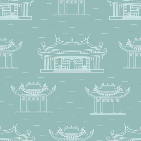 Seamless pattern Chinese house. Vector illustration.のイラスト素材