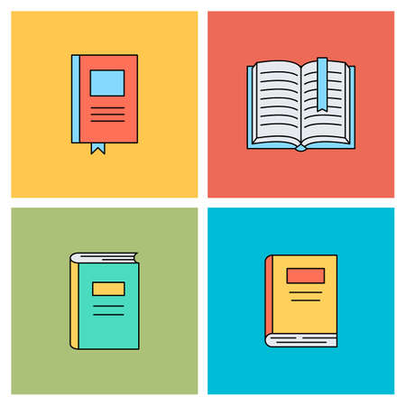 Set of linear book icons. Vector illustration.のイラスト素材