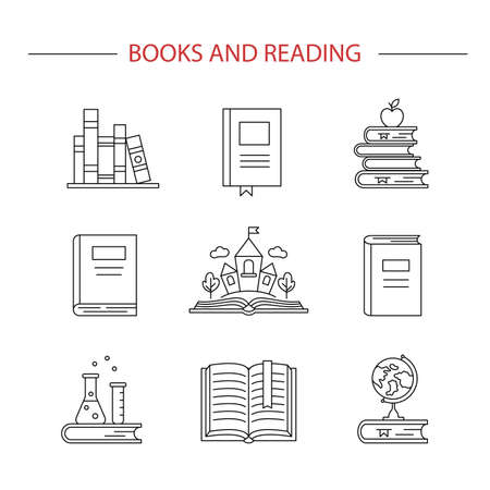 Set of linear book icons. Vector illustration.のイラスト素材