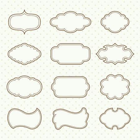 A set of labels and frames. Vector illustration.のイラスト素材