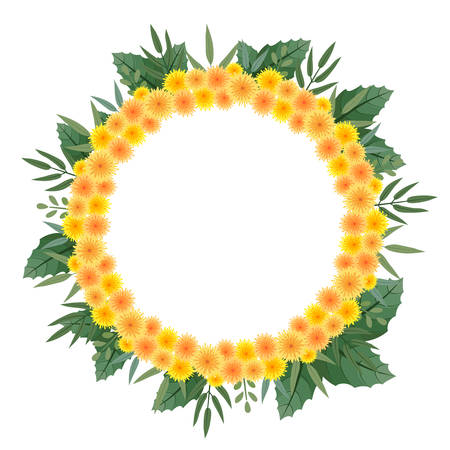 Wreath of dandelions. Vector illustration.のイラスト素材