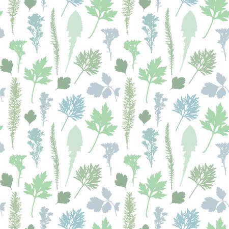 Seamless pattern of grass and leaves. Vector illustration.のイラスト素材
