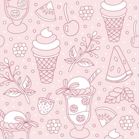 Seamless pattern of ice cream. Vector illustration.のイラスト素材