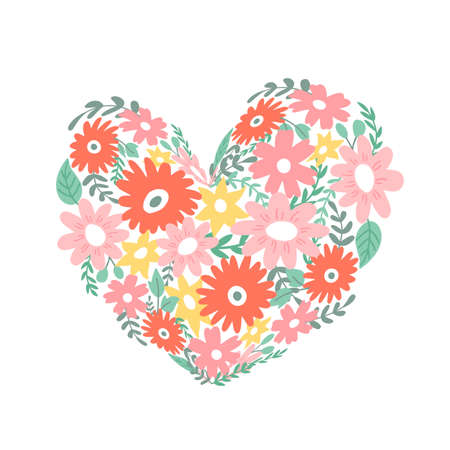 Heart of flowers. Flat style. Vector illustration.のイラスト素材