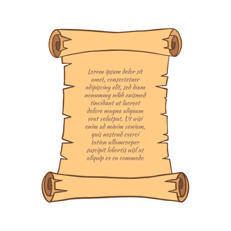 Parchment scroll with text. Cartoon style. Vector illustration.のイラスト素材