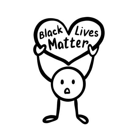 Smiley with a protest poster. Black Lives Matter. Vector illustration.のイラスト素材