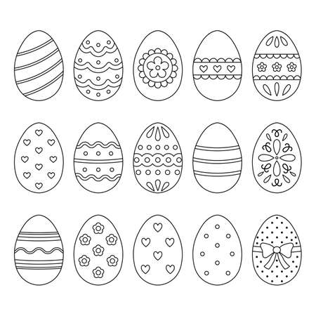 Easter eggs set. outline drawing. vector illustration.のイラスト素材