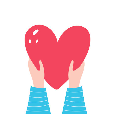 Hand giving heart. Valentine's day card. Vector illustration.のイラスト素材