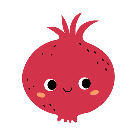 Cute pomegranate in kawaii style.のイラスト素材
