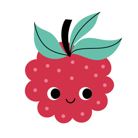 Cute raspberry in kawaii style.のイラスト素材