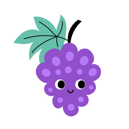 Cute grapes in kawaii style.のイラスト素材