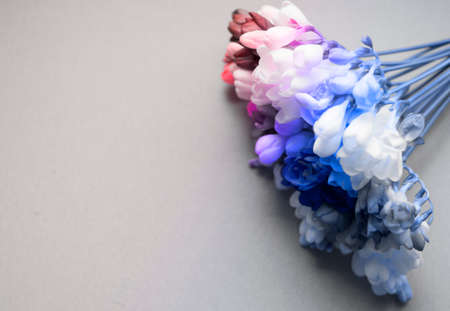 A bouquet of flowers in the upper right corner of the banner. Tinted in a fashionable color....