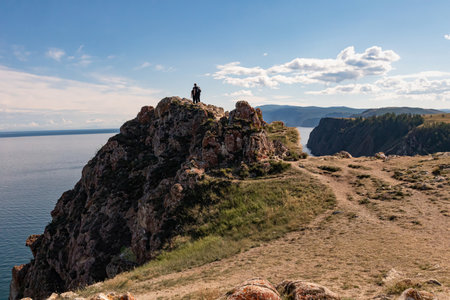 View of Lake Baikal from the high shore. Sharp OlkhonHigh quality photoの写真素材