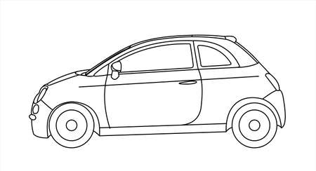 Outline vector car isolated on white background, side view. Modern flat illustration.のイラスト素材