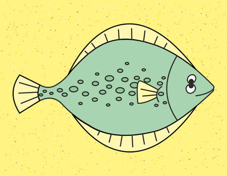 Smiling flounder lying on the sandy bottom.のイラスト素材