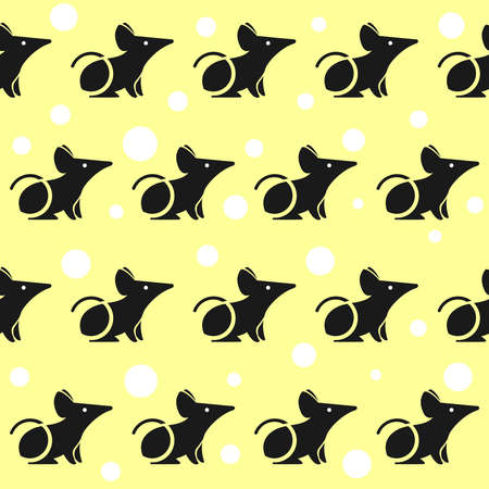 Stylized Image Of A Rat Or Mouse. Black And White Stylish Icon, Logo In The Form Of A Mouse Or Rat. Flat Vector Image Isolated On White Background. Symbol Of The Year 2020.のイラスト素材