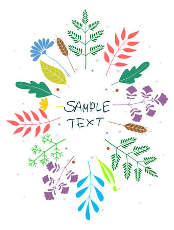 Floral Greeting Card Vector Template. Frame With Hand Drawn Flowers And Leaves Illustration. Border For The Text. Festive Poster, Wedding Invitation, Frame For Text on a white background.のイラスト素材