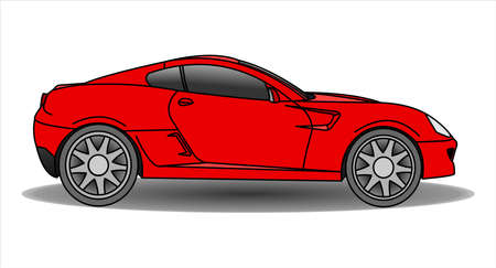 Red Car, Side view. Fast Racing car. Modern flat Vector illustration on white background.のイラスト素材