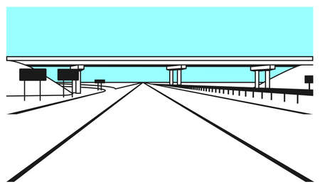 Overpass. Road Junction. The Road Goes Under The Bridge. Elevated Road. Stylized Vector Image.のイラスト素材