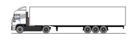 Vector truck, lorry, semitrailer, side view. White blank template truck, semi-trailer for advertising. Freight transportation. Modern flat vector illustration isolated.のイラスト素材