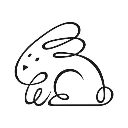 vector image of a bunny, cute rabbit drawn in one line; hand drawn. Easter symbol.のイラスト素材