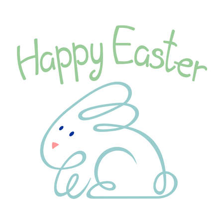 vector image of a bunny, cute rabbit drawn in one line; hand drawn. Happy easter, greeting card, easter symbol.のイラスト素材