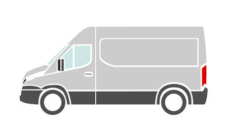 Vector icon van side view on white background. Van side view trendy icons; van side view vector illustration. Vector transport icon.のイラスト素材