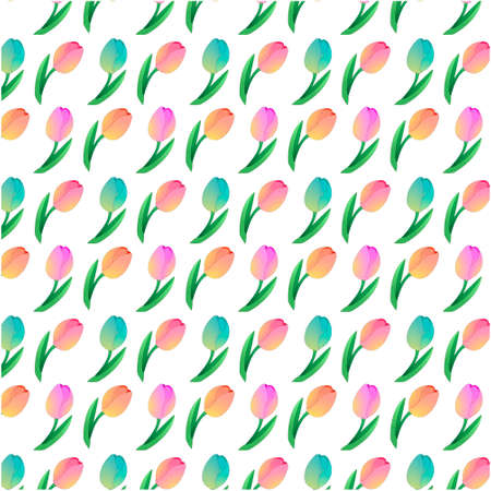 pattern with spring colorful tulipsの写真素材