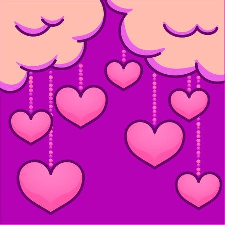 purple hearts in the cloudsのイラスト素材
