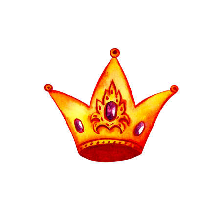 Golden crown with stones and patternsの写真素材