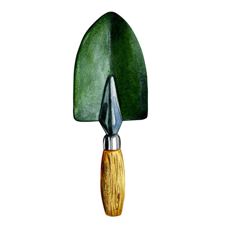 Garden shovel. Isolate on a white background. Watercolor illustration.の写真素材