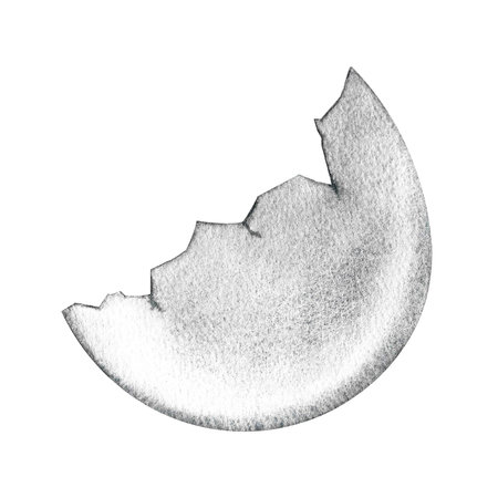 The eggshell is white. The illustration is done in watercolor by hand. Highlight it. Half an...