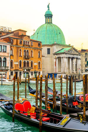 Gondolas on Grand Canal in Venice, Italyの写真素材