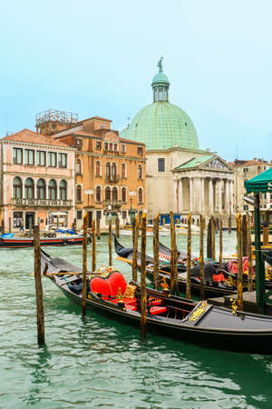 Gondolas on Grand Canal in Venice, ITALY.の写真素材