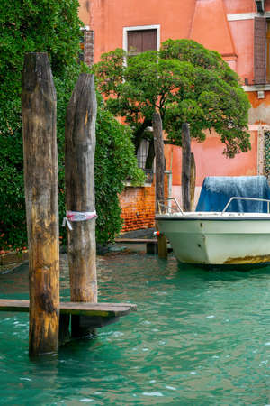 Typical Venetian canal in Venice, Italyの写真素材