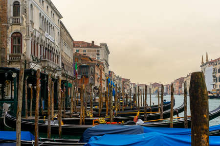 Gondolas on Grand Canal in Venice, Italy. Venice is the capital and most populous city of Italy.の写真素材