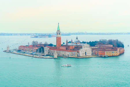 Panoramic view of San Giorgio Maggiore church in Venice, Italyの写真素材